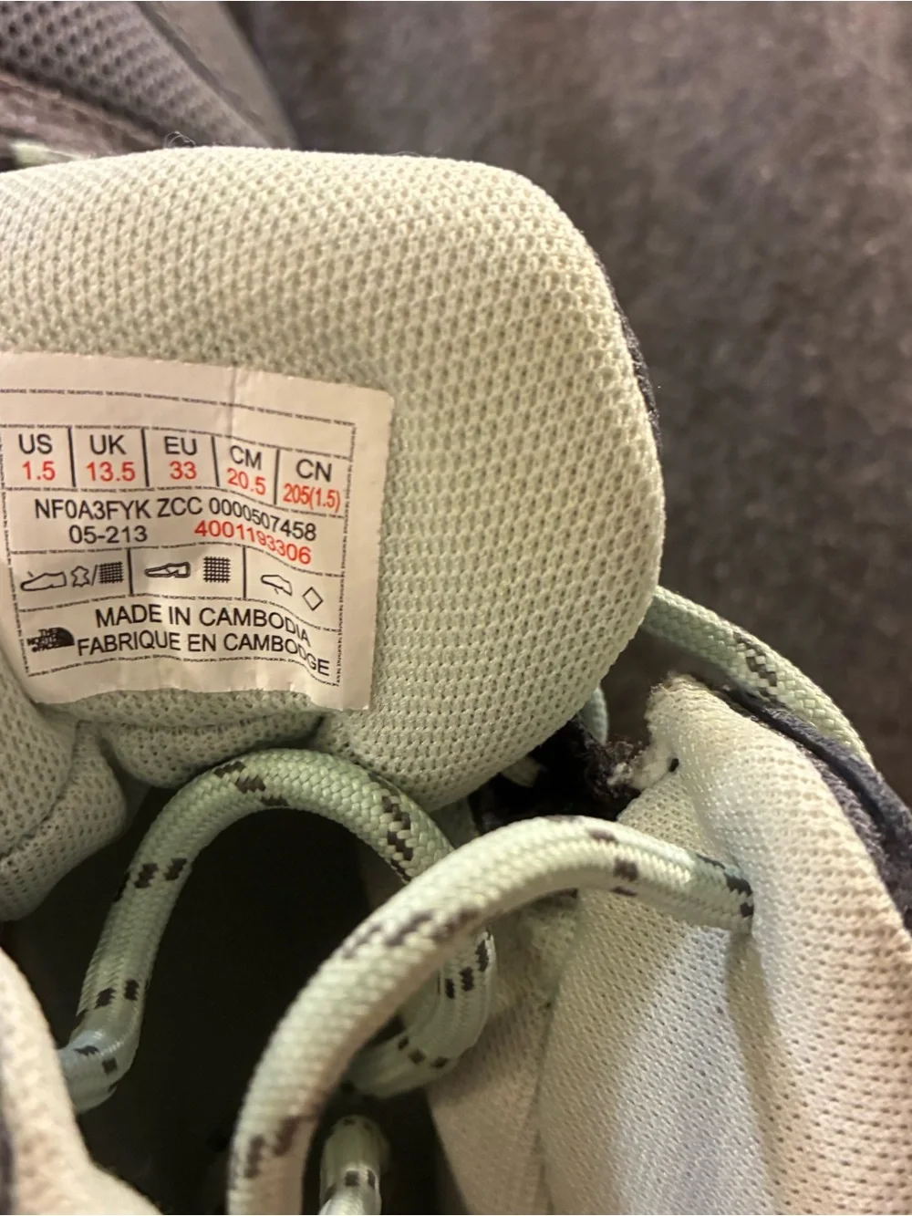 The North Face Unisex Kids Grey & Light Green Trail Hiking Shoes
